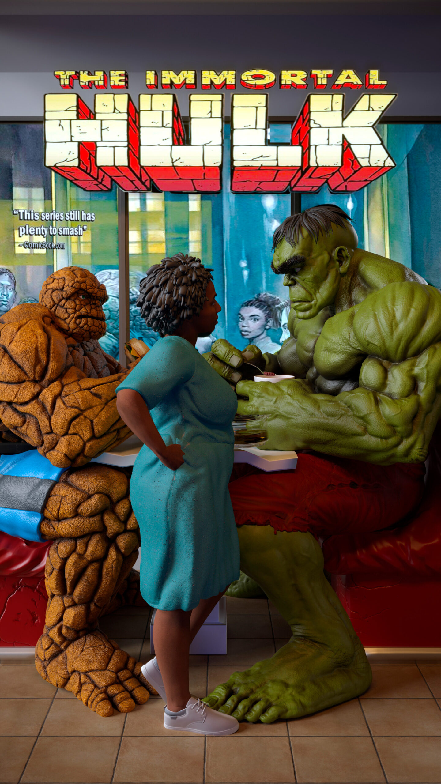 Hulk and Thing at a Coffeshop – Collectibles